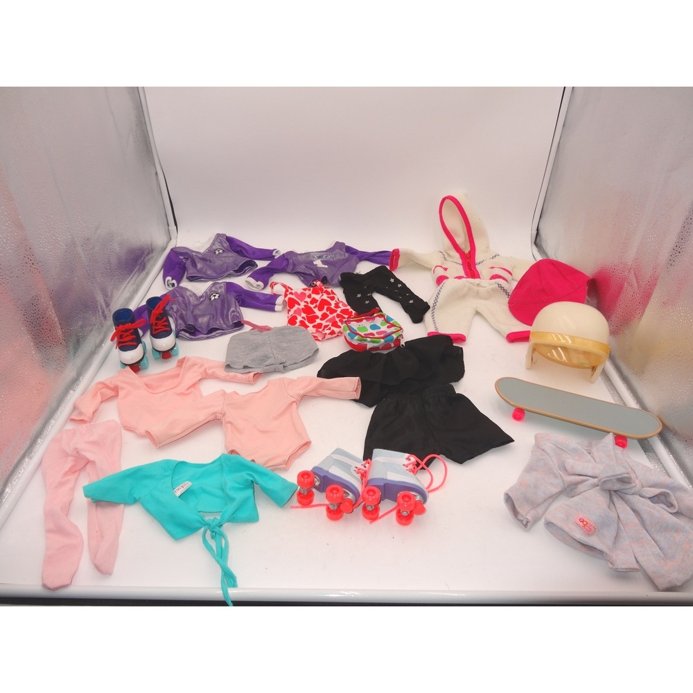 Our Generation Doll Clothes Accessorie Skateboard Helmet Roller Skates Lunch Bag